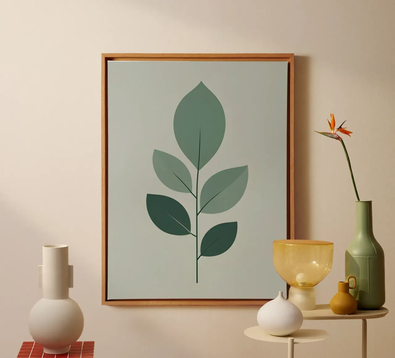 Eucalyptusblad canvas met Baklijst van The Green Room
