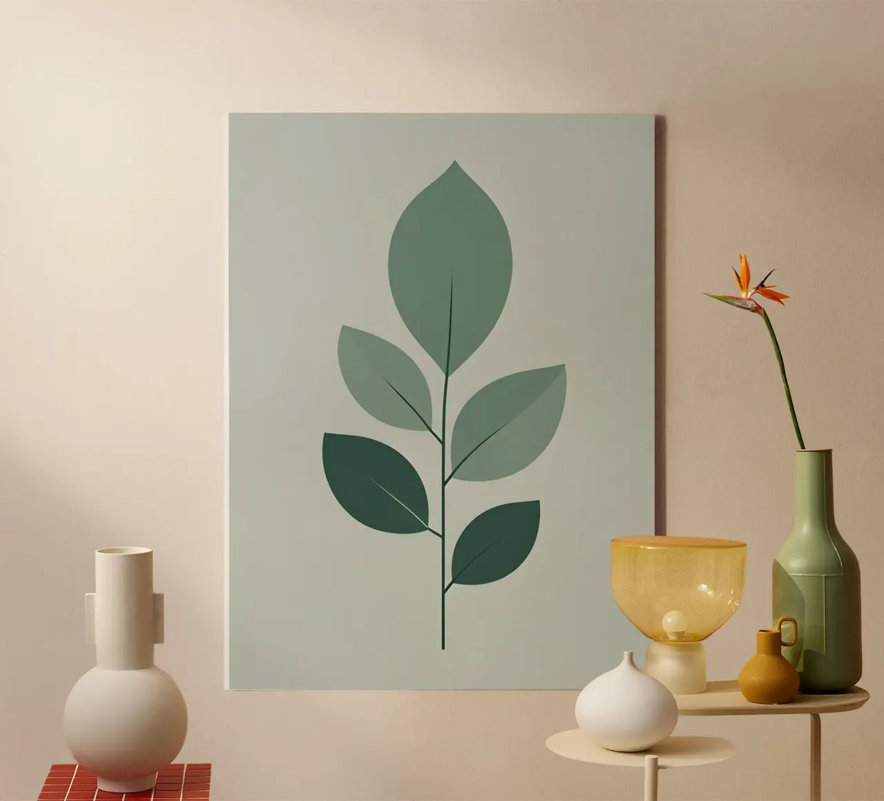 Eucalyptusblad canvas met Baklijst van The Green Room