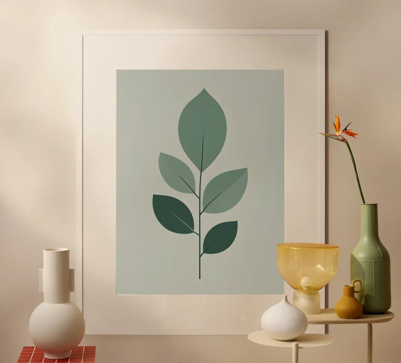 Foglie di eucalipto poster con telaio in legno da The Green Room