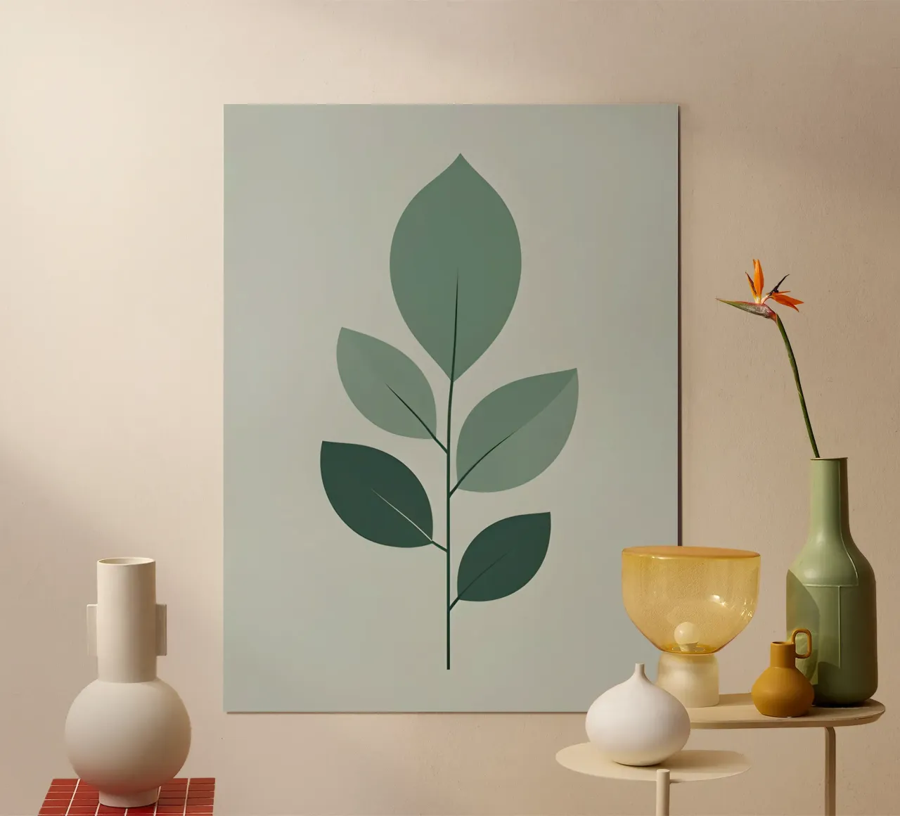 Foglie di eucalipto poster con telaio in legno da The Green Room