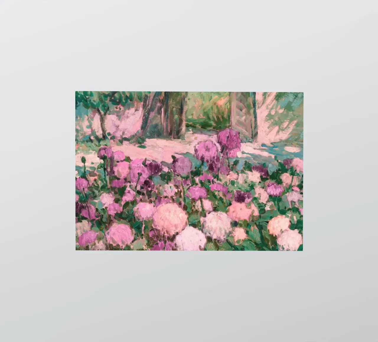 Peinture impressionniste d'un jardin de fleurs inspirée de Monet autocollant de vintagepod