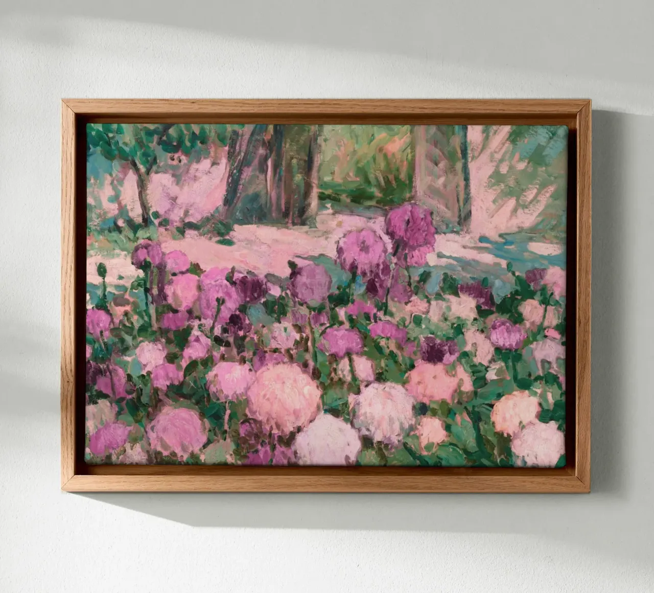 Peinture impressionniste d'un jardin de fleurs inspirée de Monet toile avec Caisse américaine de vintagepod