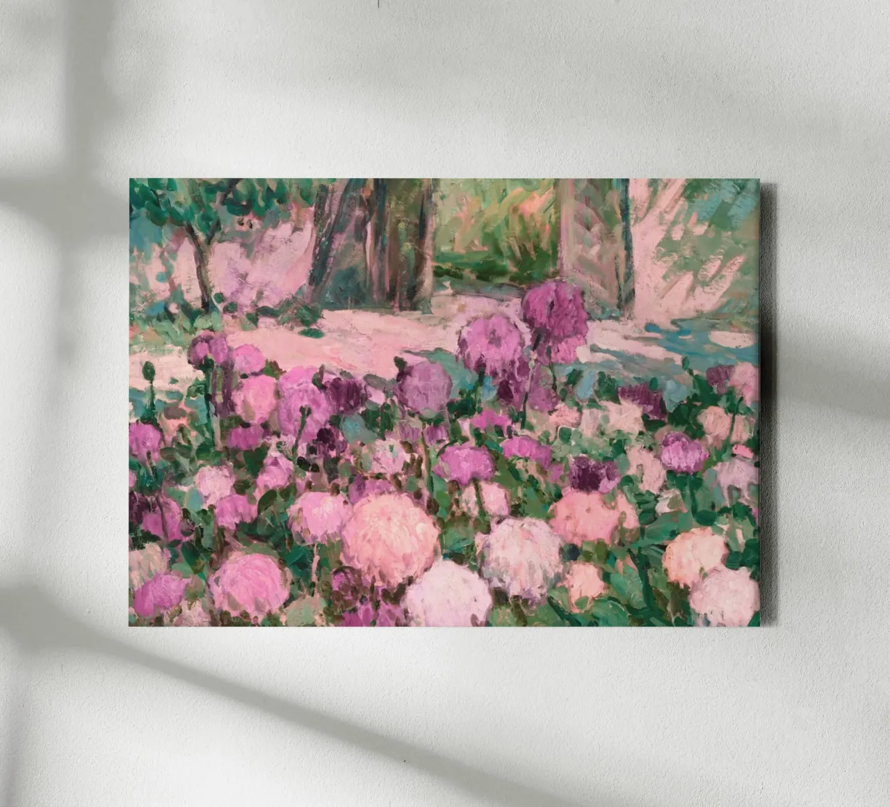 Peinture impressionniste d'un jardin de fleurs inspirée de Monet toile avec Caisse américaine de vintagepod