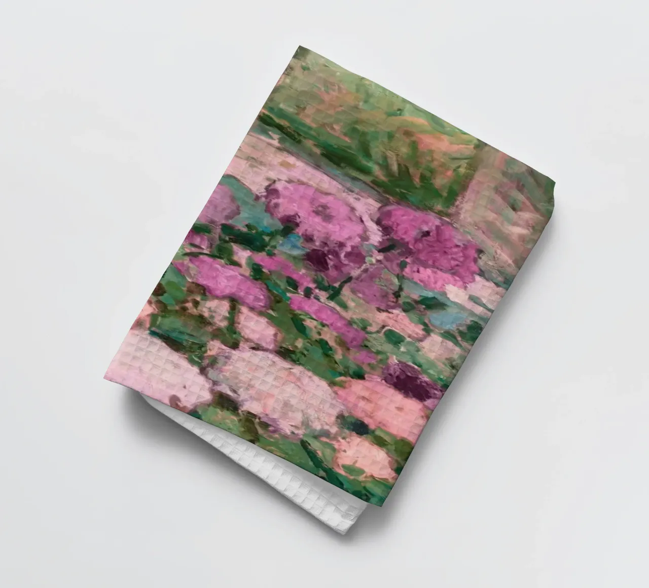 Peinture impressionniste d'un jardin de fleurs inspirée de Monet torchon de vintagepod
