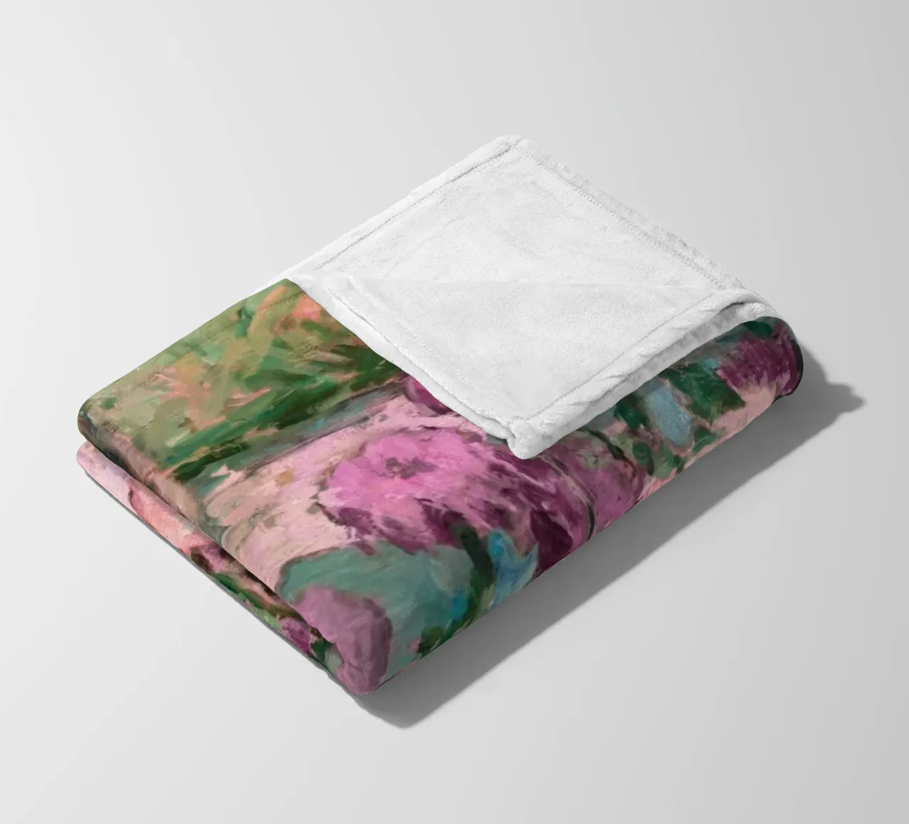 Peinture impressionniste d'un jardin de fleurs inspirée de Monet plaid polaire de vintagepod
