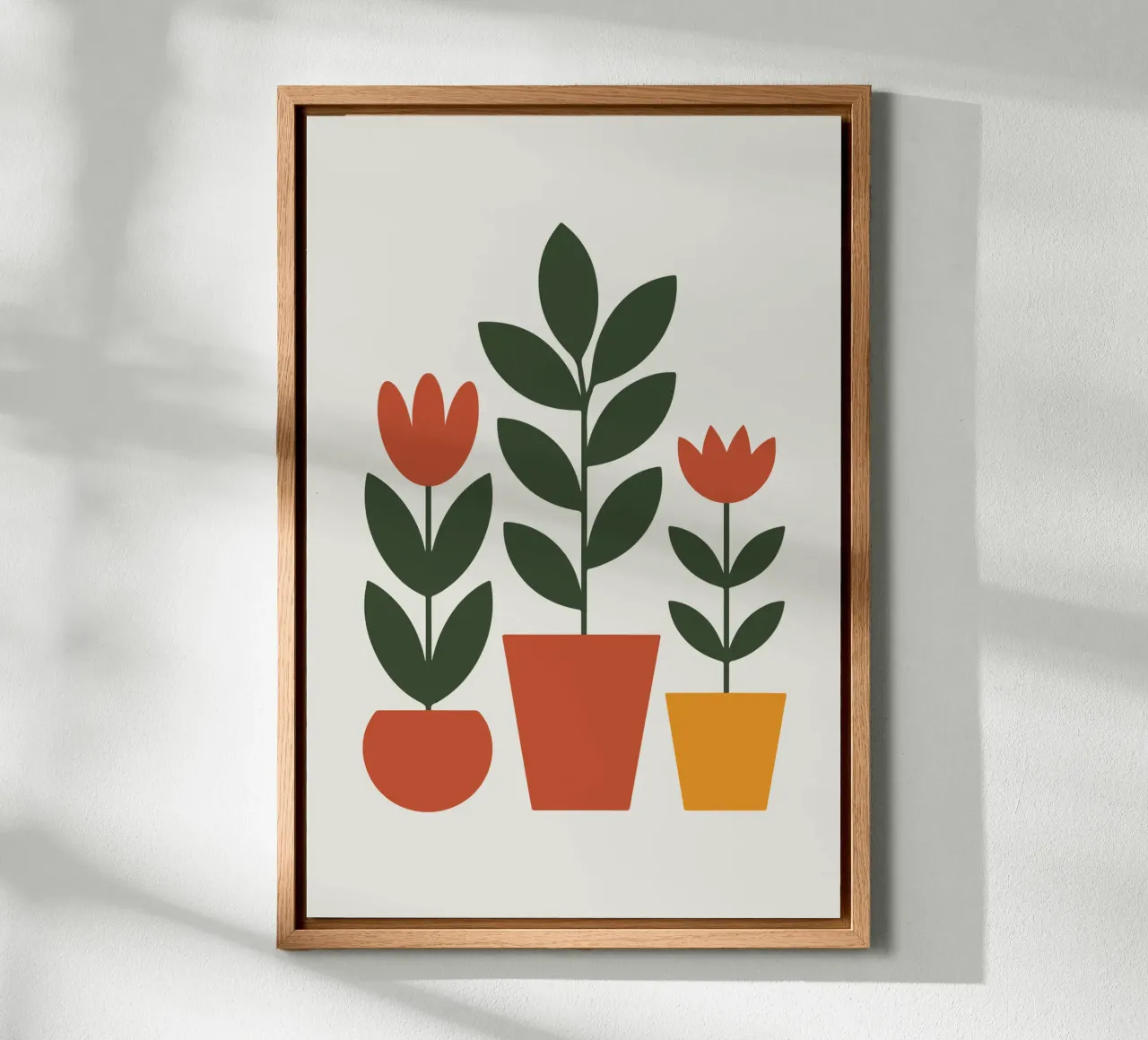 Pot trio holding abstract floral stems 1 tela con Cornice a cassetta da LisaArtes
