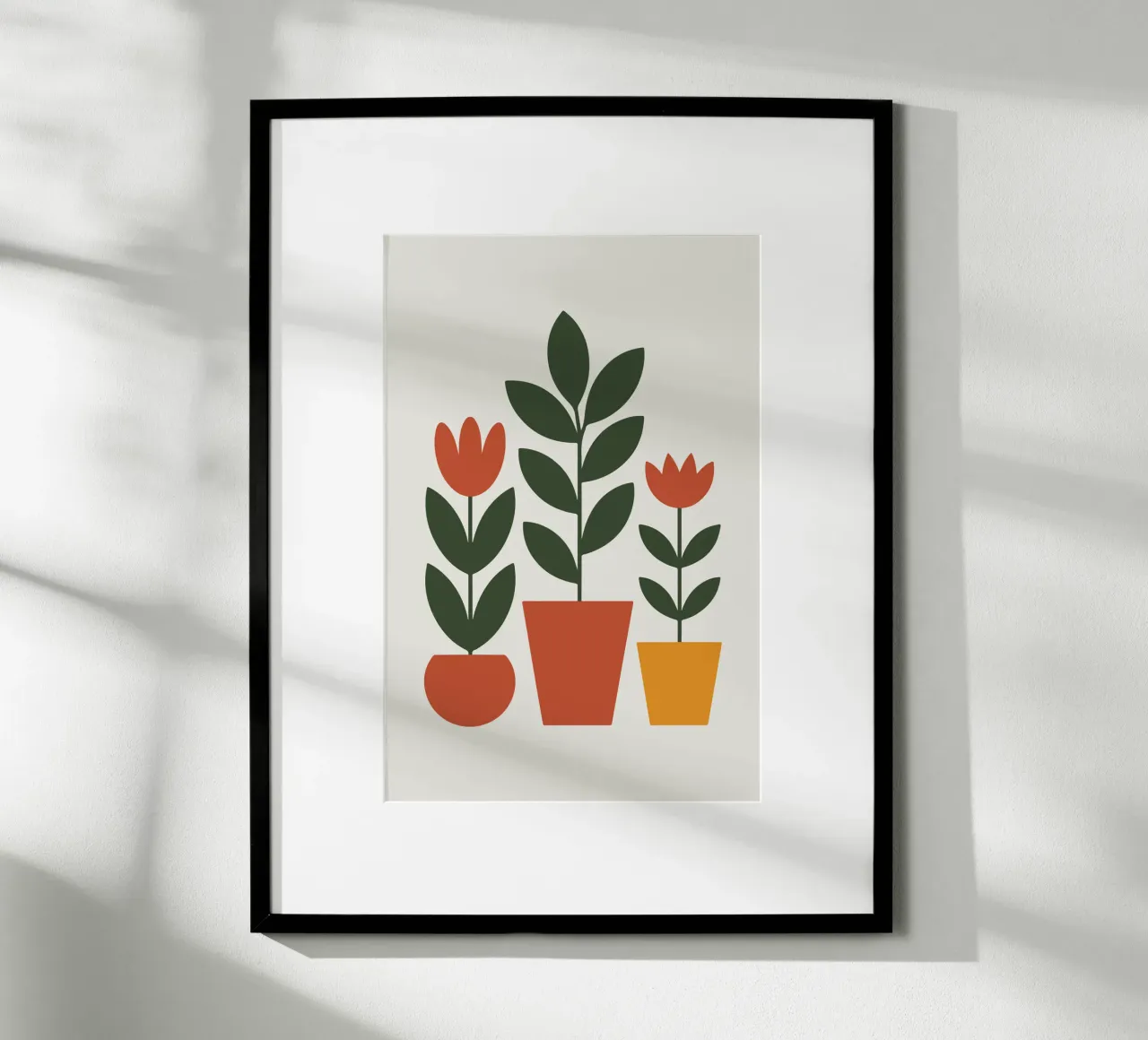 Pot trio holding abstract floral stems 1 poster con telaio in legno da LisaArtes