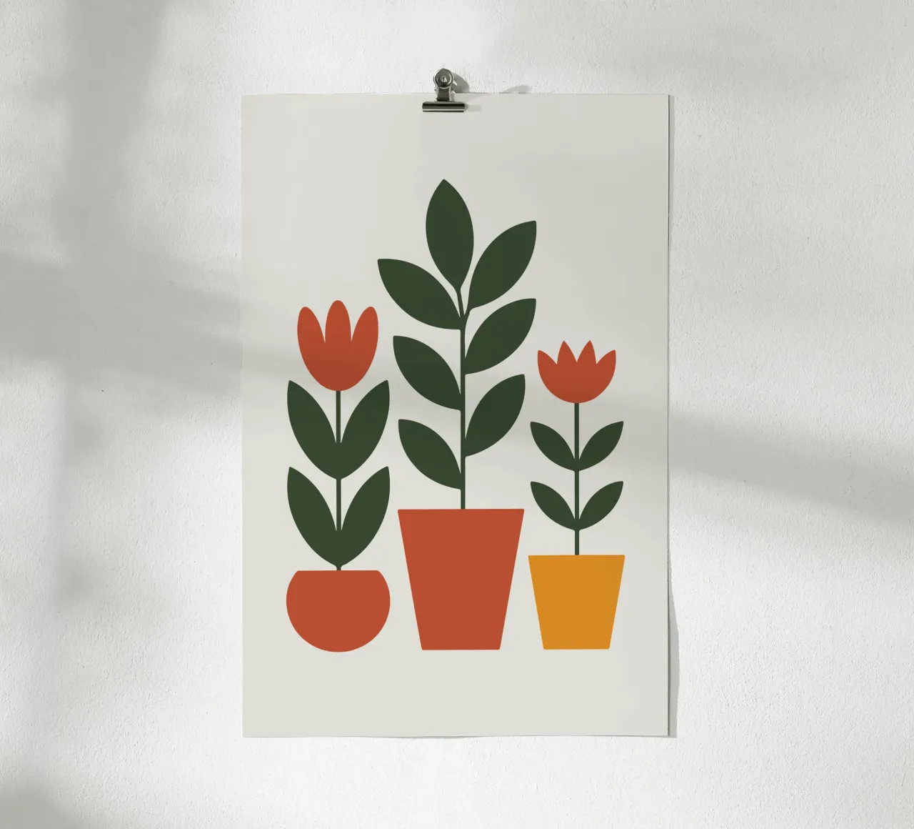 Pot trio holding abstract floral stems 1 poster con telaio in legno da LisaArtes