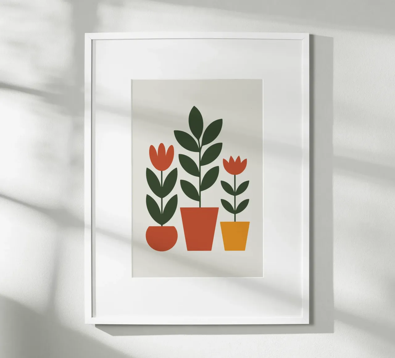 Pot trio holding abstract floral stems 1 poster con telaio in legno da LisaArtes