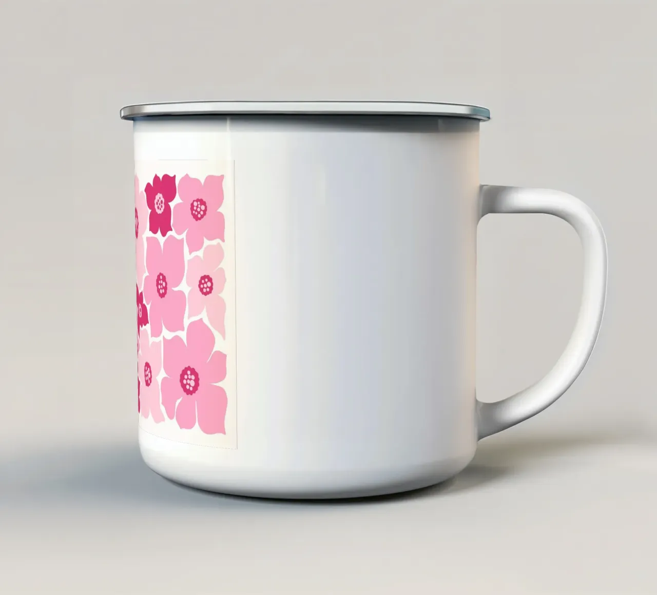 Stampa floreale retrò rosa pop art tazza in smalto da vintagepod