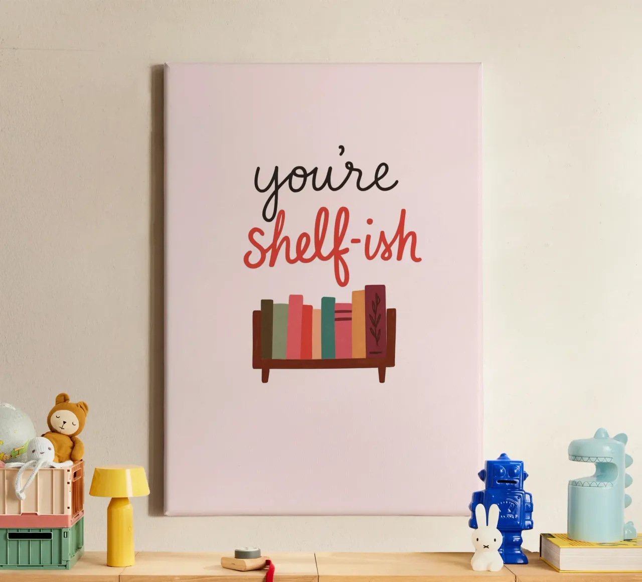 You're Shelf-ish Funny Pun Book Lover Print (en anglais) toile avec Caisse américaine de vintagepod