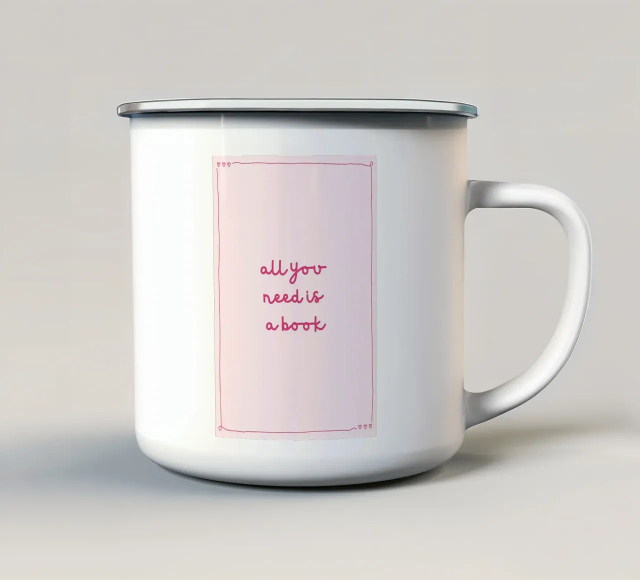 Tutto ciò che serve è un libro Poster con citazioni minimaliste tazza in smalto da vintagepod