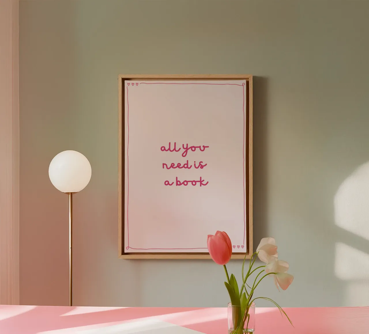 All You Need is a Book Minimalist Quote Poster canvas with Floater frame by vintagepod