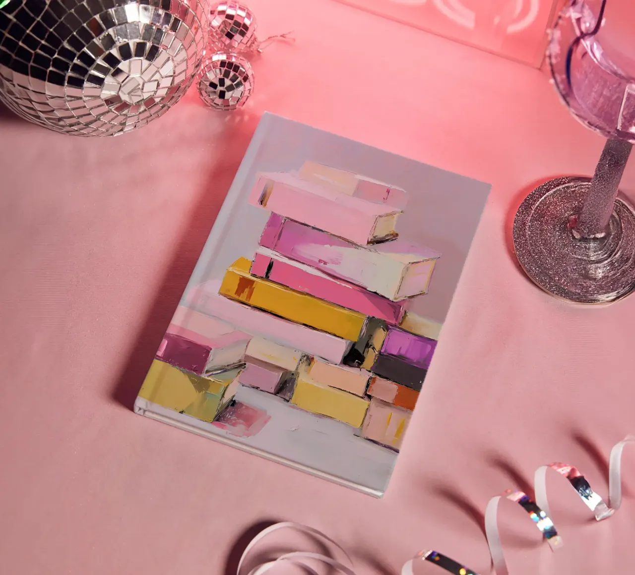 Modern Abstract Book Stack Impressionist Art notebook by vintagepod