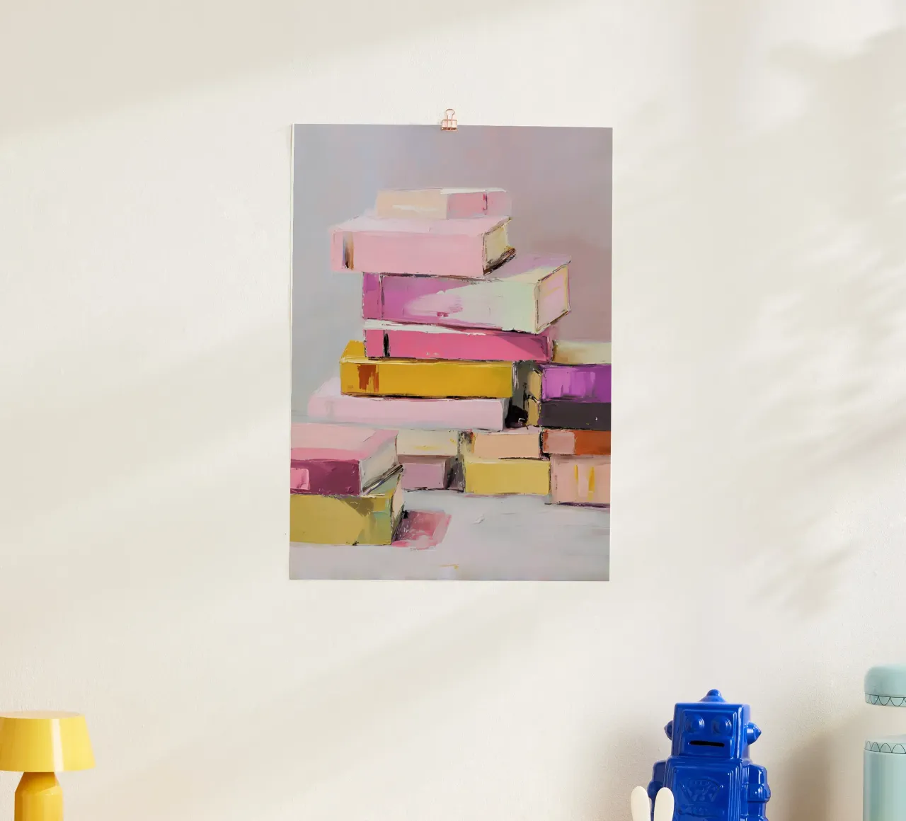 Modern Abstract Book Stack Impressionist Art poster by vintagepod