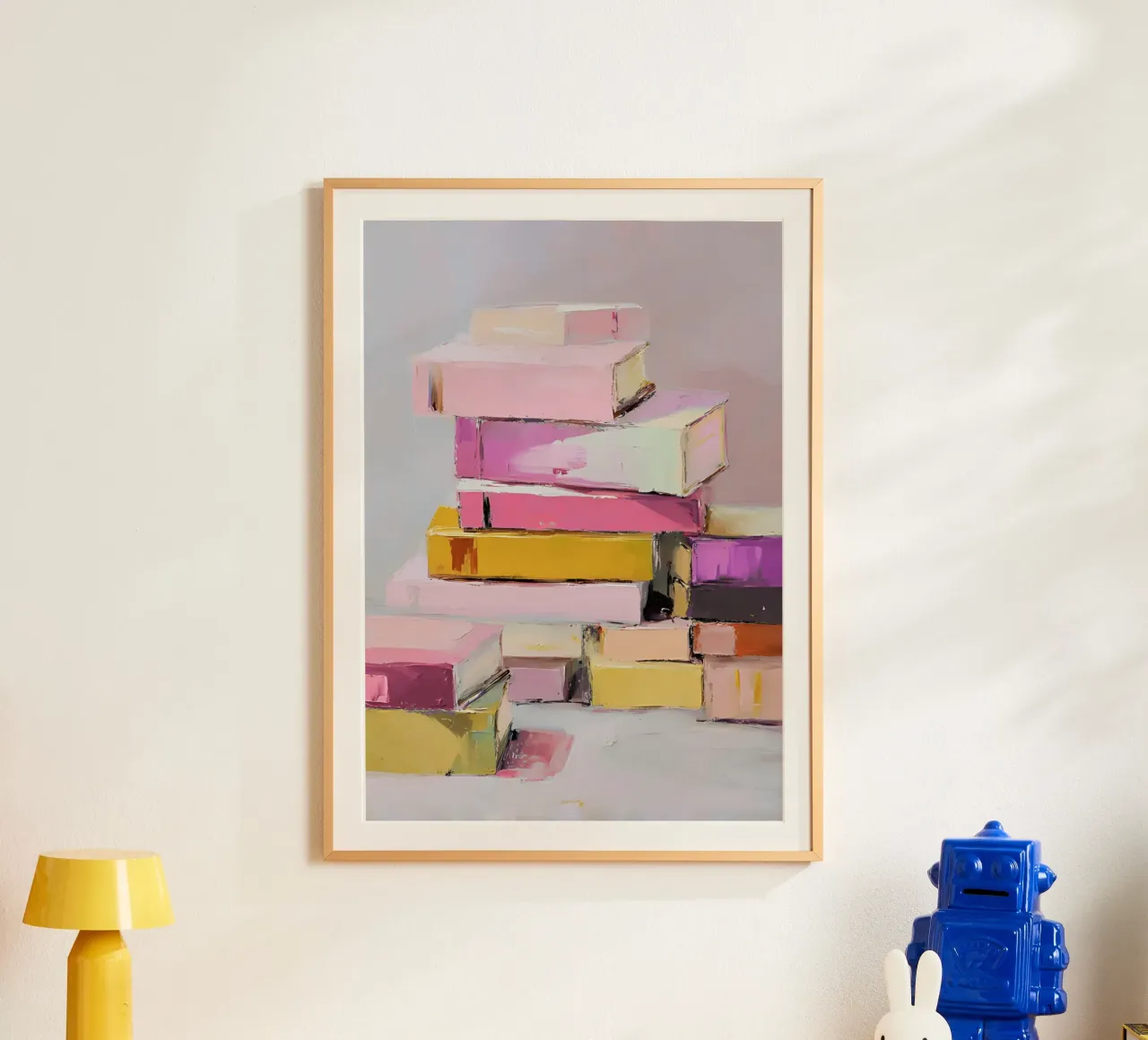 Modern Abstract Book Stack Impressionist Art poster by vintagepod