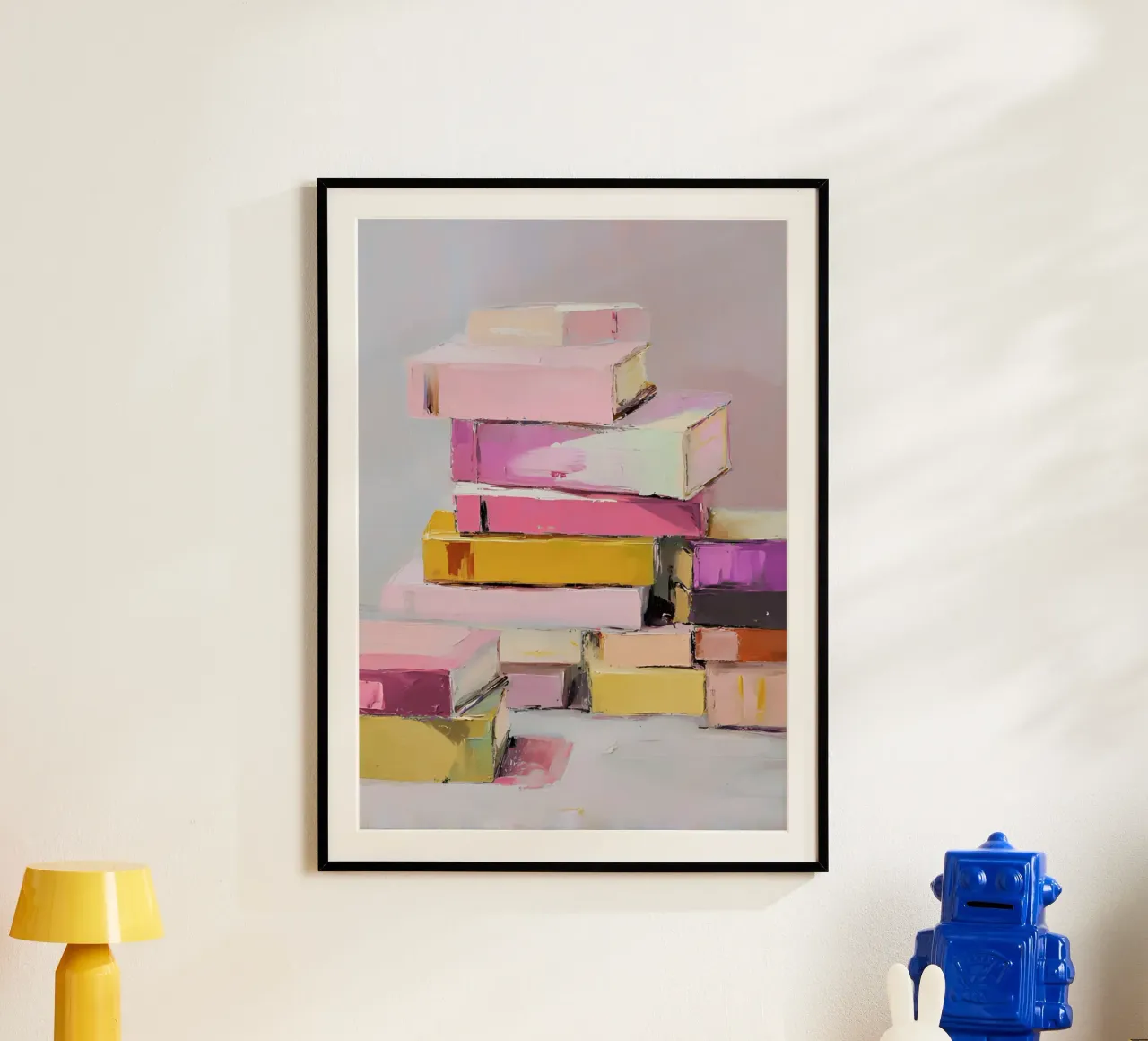 Modern Abstract Book Stack Impressionist Art poster by vintagepod
