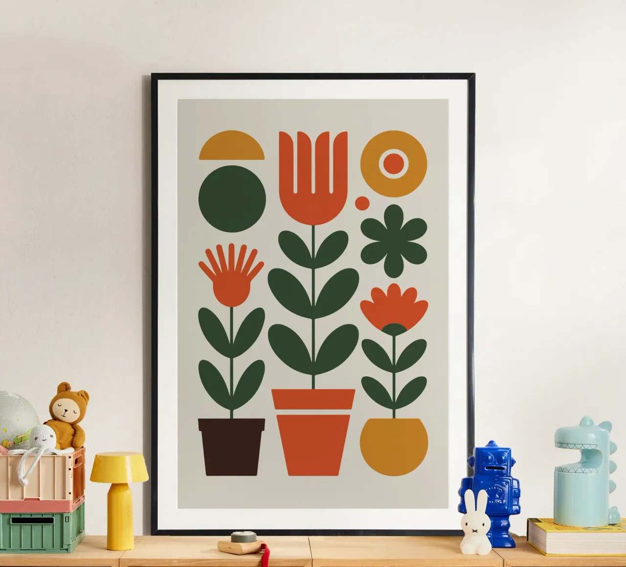 Pot trio holding abstract floral stems poster da LisaArtes