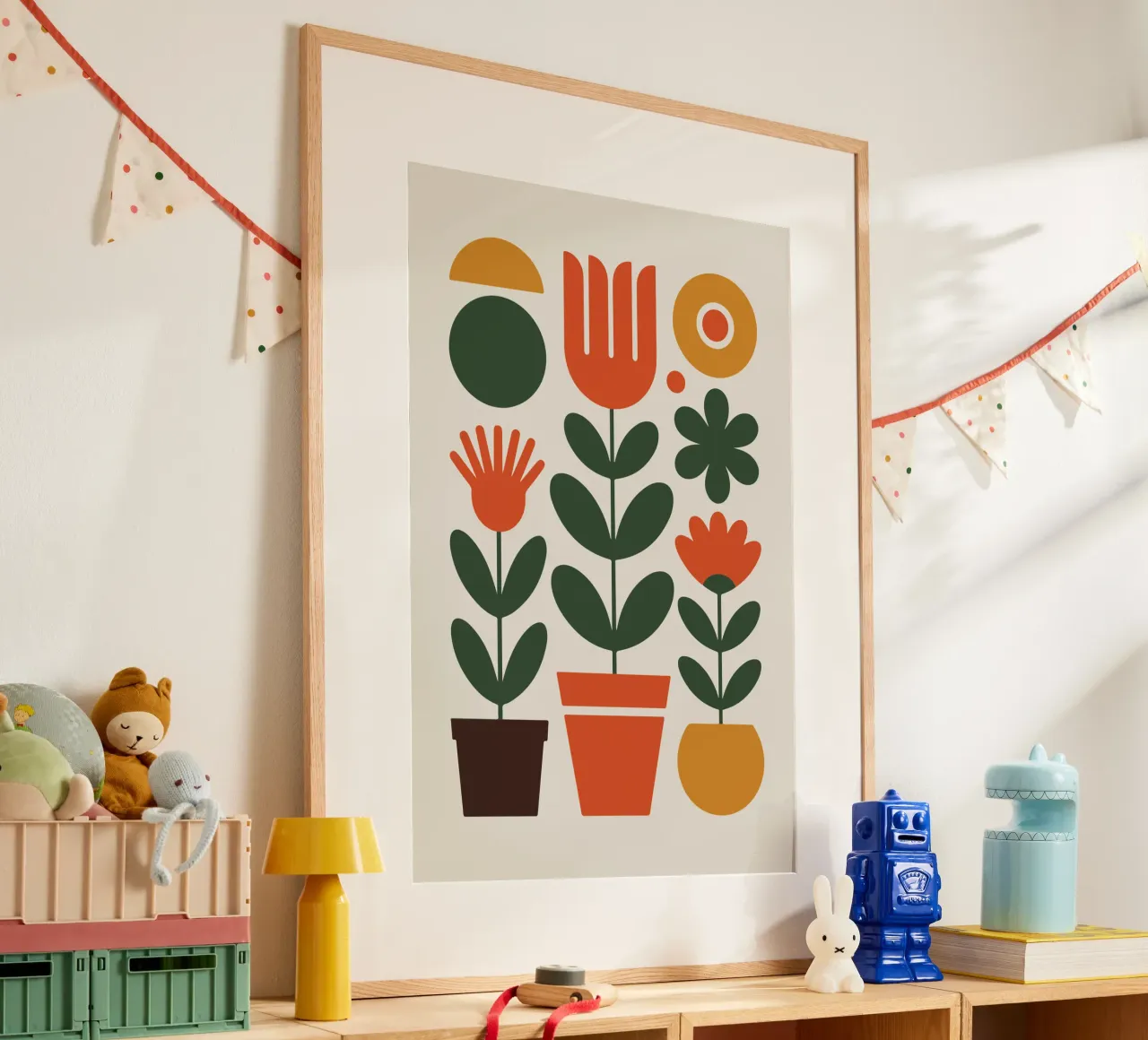 Pot trio holding abstract floral stems poster da LisaArtes
