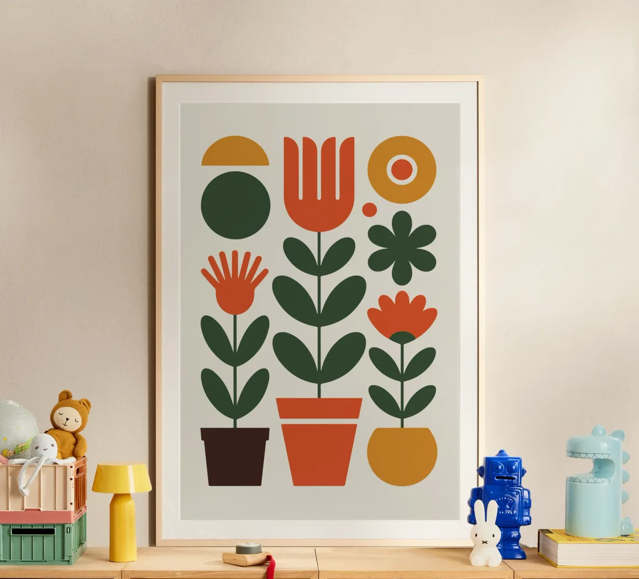 Pot trio holding abstract floral stems poster da LisaArtes