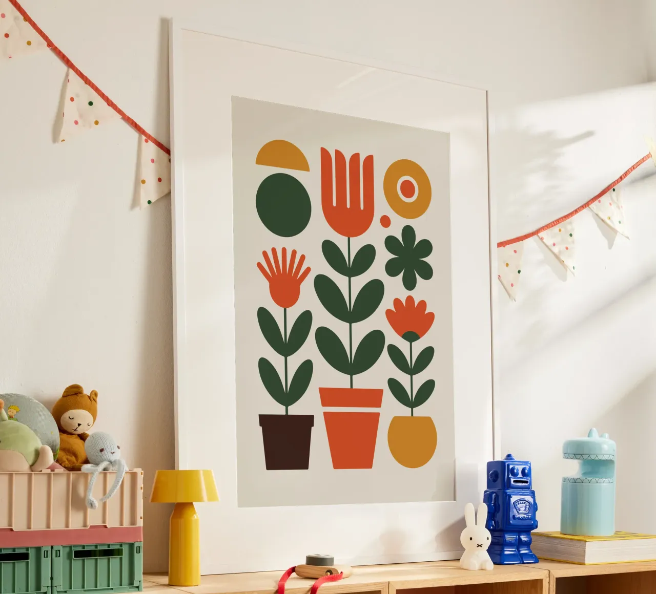 Pot trio holding abstract floral stems poster da LisaArtes