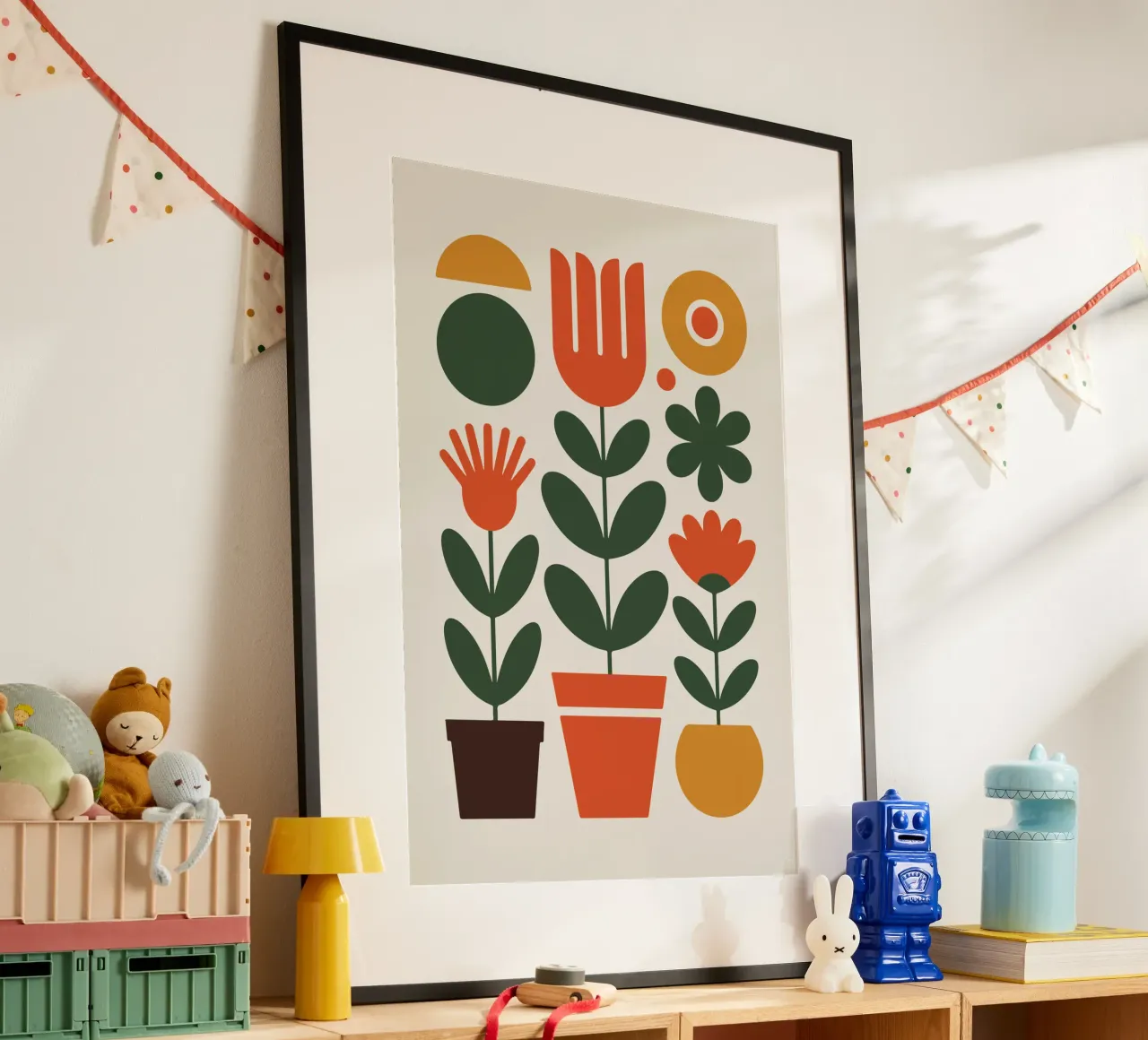 Pot trio holding abstract floral stems poster da LisaArtes