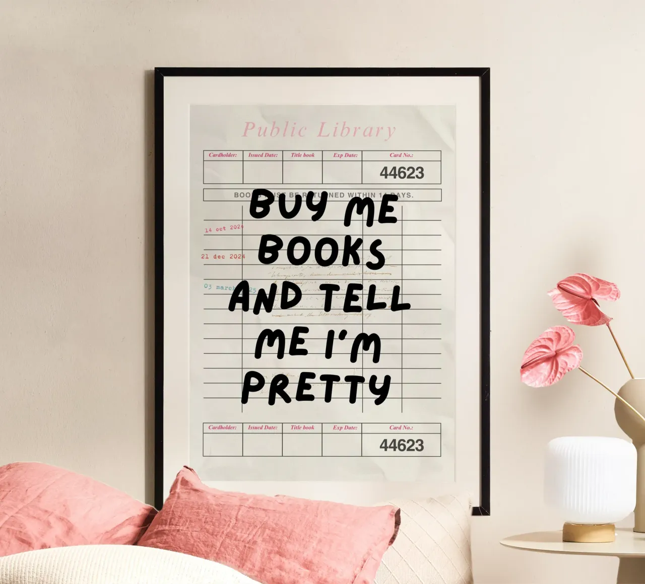 Comprami libri e dimmi che sono bella Stampa poster con telaio in legno da vintagepod