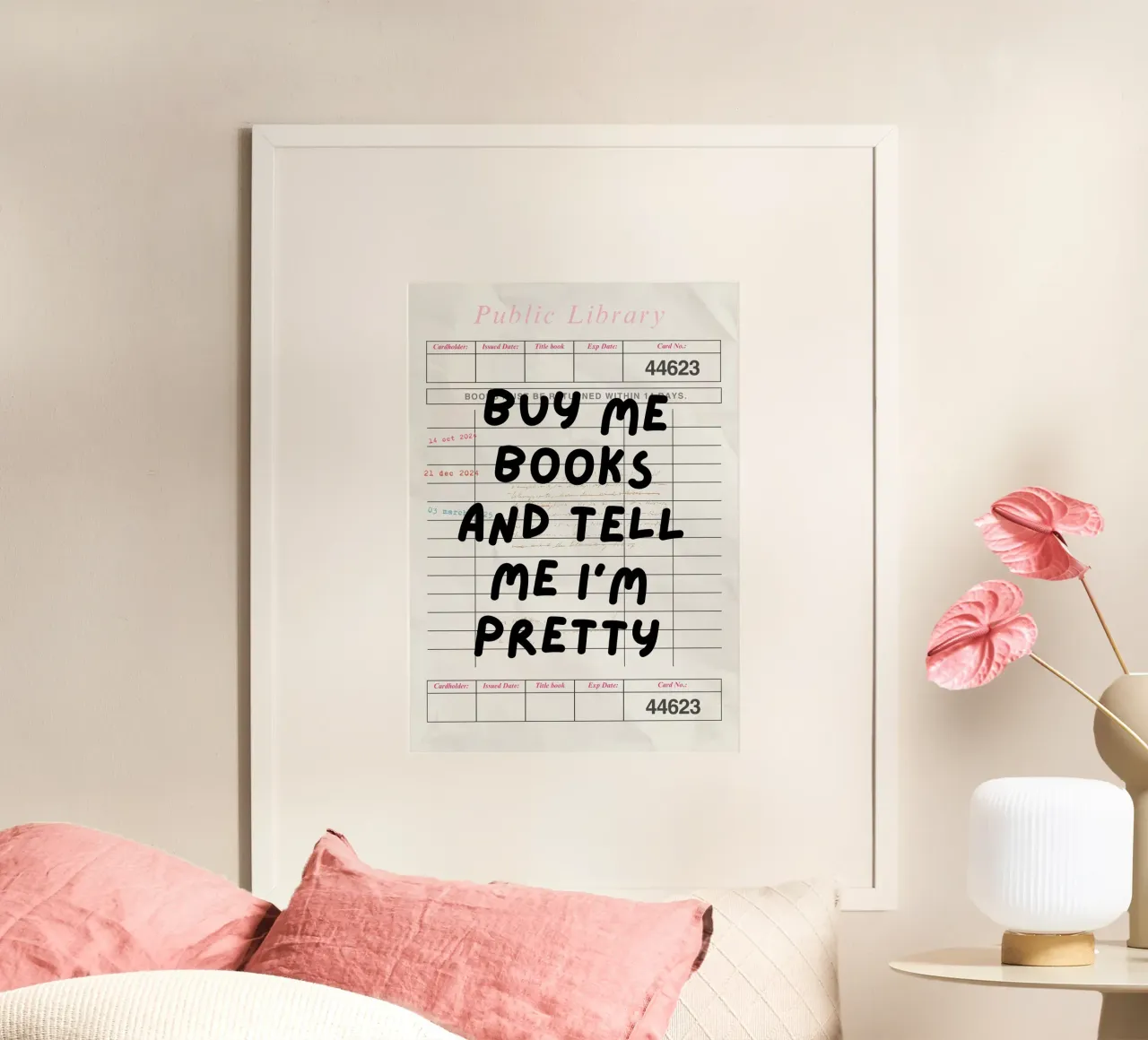 Comprami libri e dimmi che sono bella Stampa poster con telaio in legno da vintagepod
