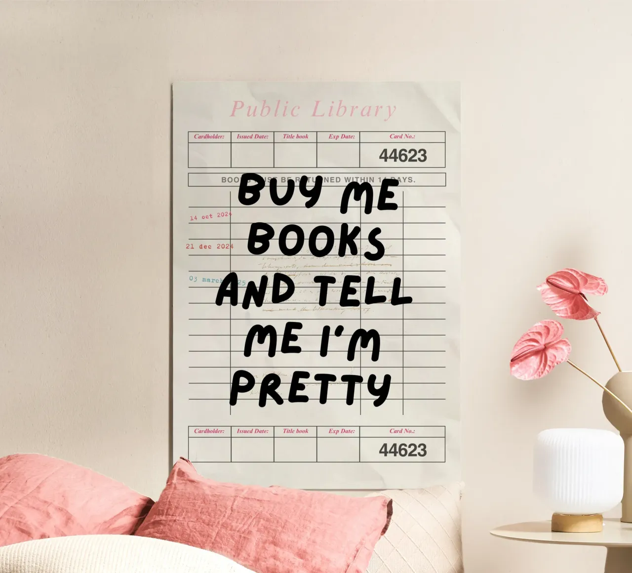 Comprami libri e dimmi che sono bella Stampa poster con telaio in legno da vintagepod