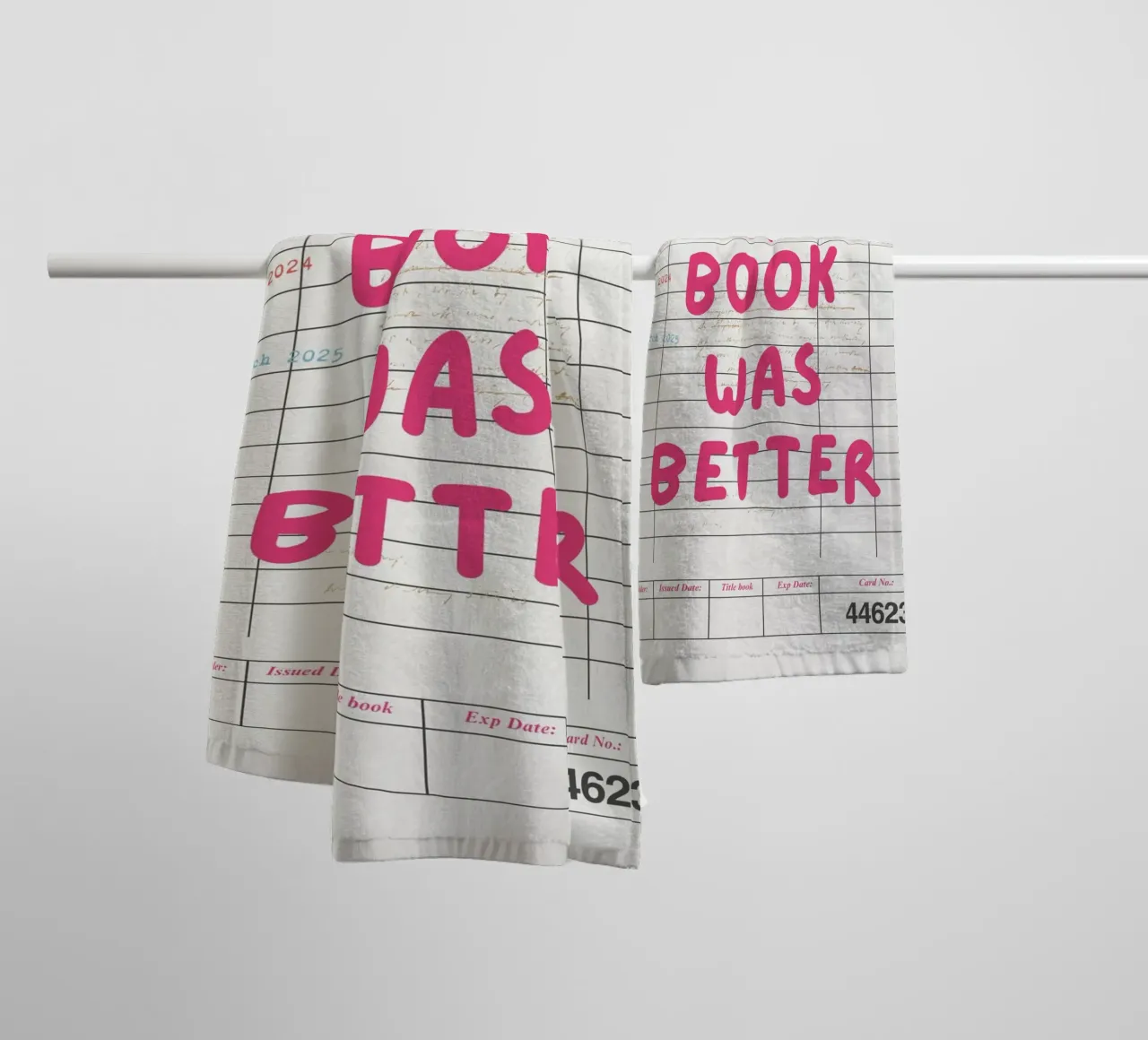 The Book Was Better Funny Library Card Print towel by vintagepod