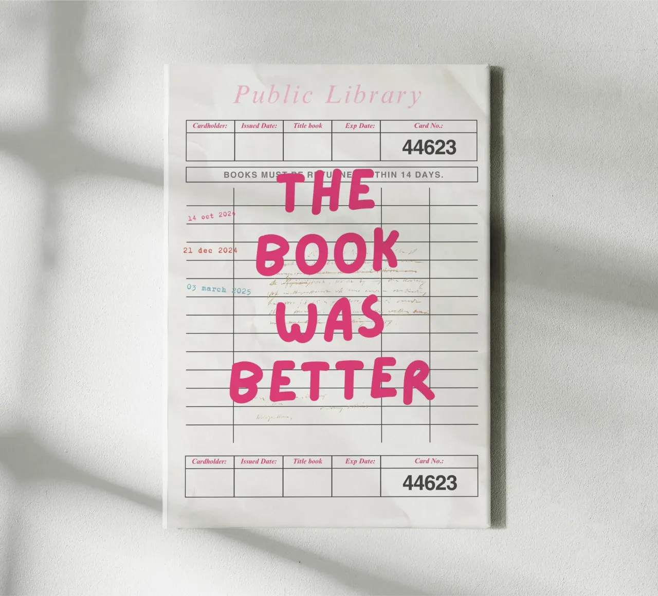 The Book Was Better Funny Library Card Print canvas with Floater frame by vintagepod