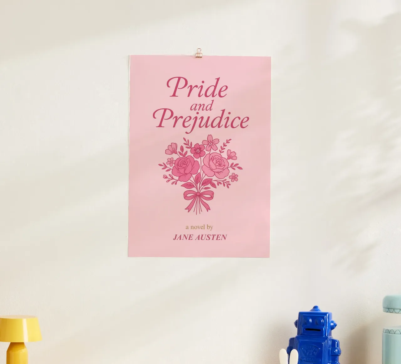 Orgoglio e pregiudizio Jane Austen Copertina del libro poster con telaio in plastica da vintagepod
