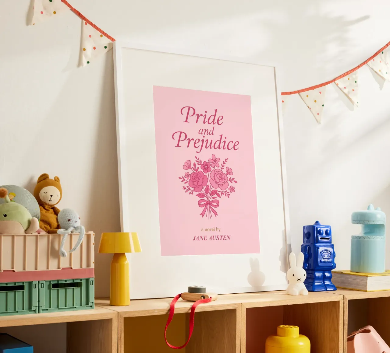 Orgoglio e pregiudizio Jane Austen Copertina del libro poster con telaio in plastica da vintagepod
