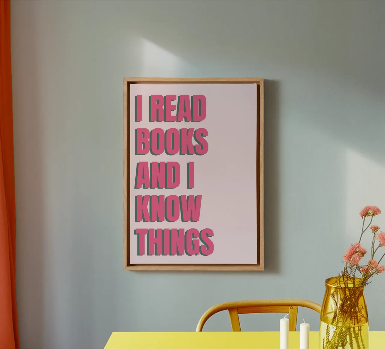 Poster divertente "Io leggo i libri e so le cose tela con Cornice a cassetta da vintagepod