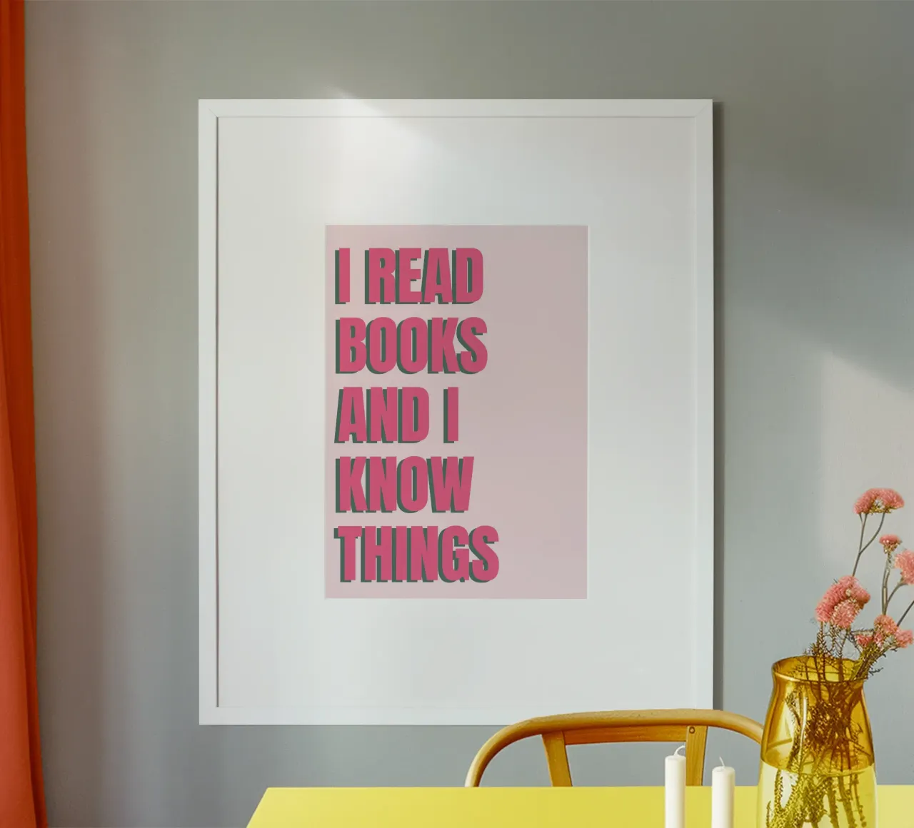 Poster divertente "Io leggo i libri e so le cose poster con telaio in alluminio da vintagepod