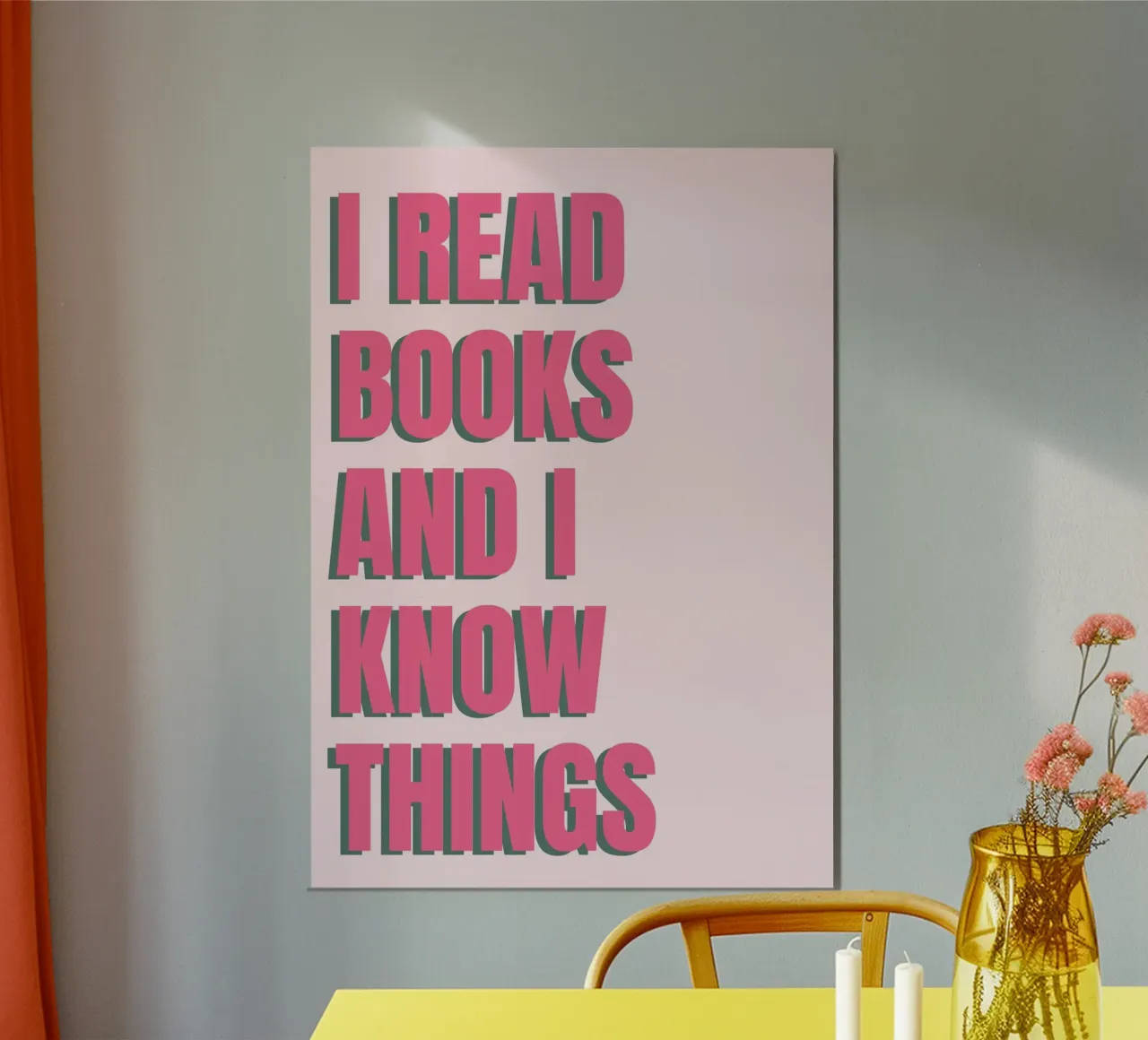 Poster divertente "Io leggo i libri e so le cose poster con telaio in alluminio da vintagepod
