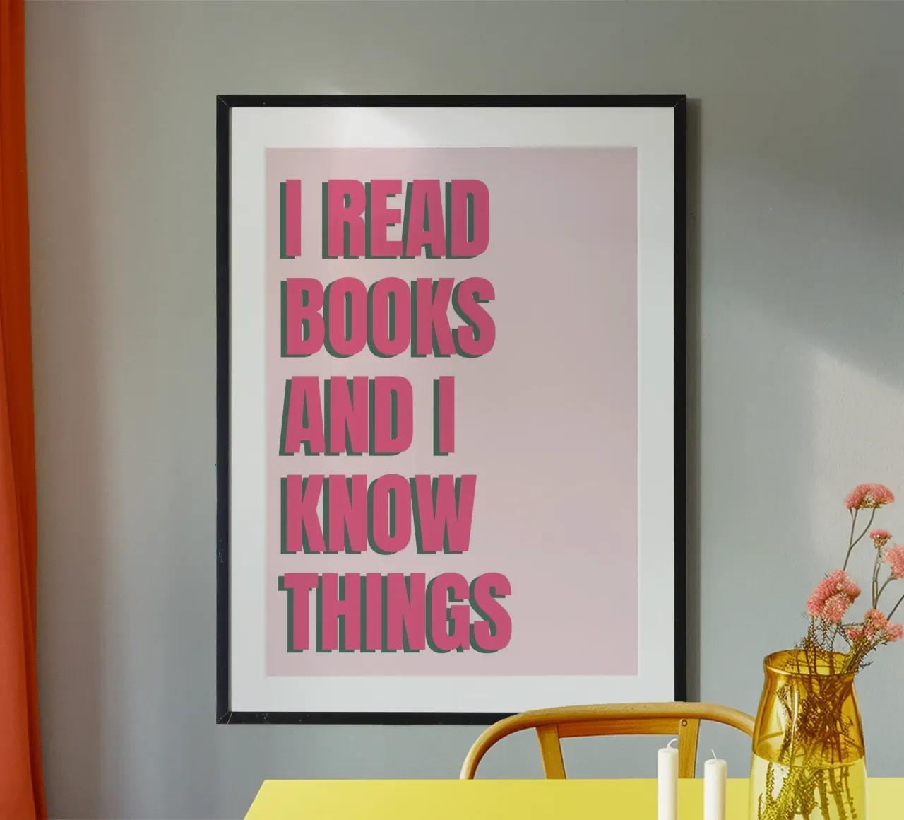 Poster divertente "Io leggo i libri e so le cose poster con telaio in alluminio da vintagepod