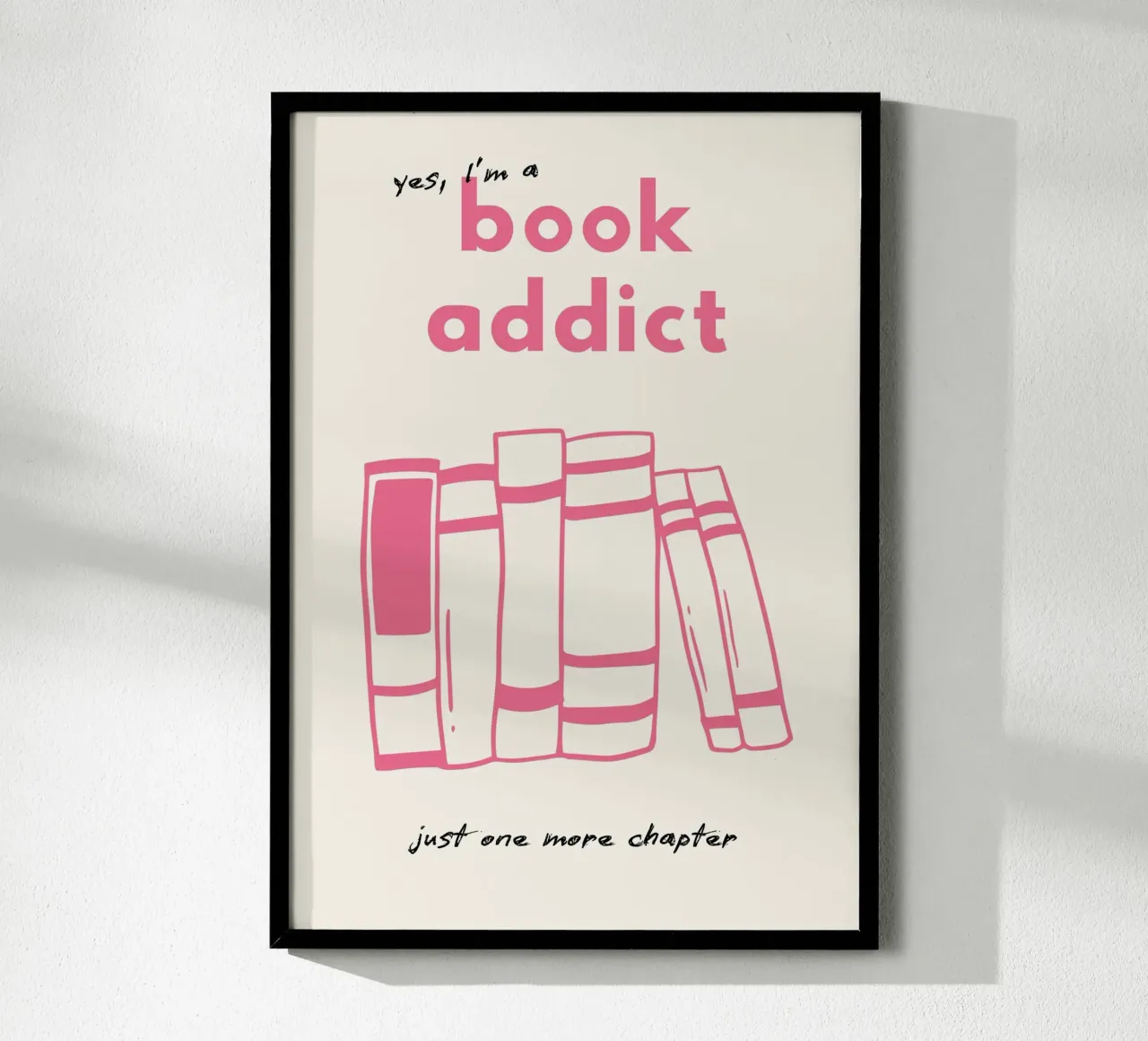Sì, sono un libro-dipendente Stampa carina di lettura poster con telaio in plastica da vintagepod