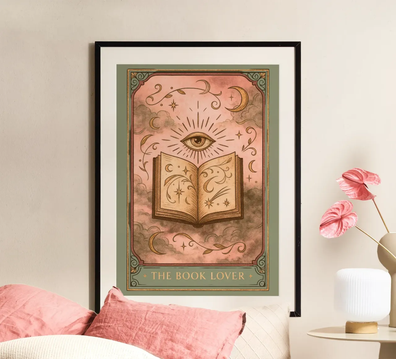 Poster estetico dei tarocchi dell'amante dei libri poster con telaio in plastica da vintagepod