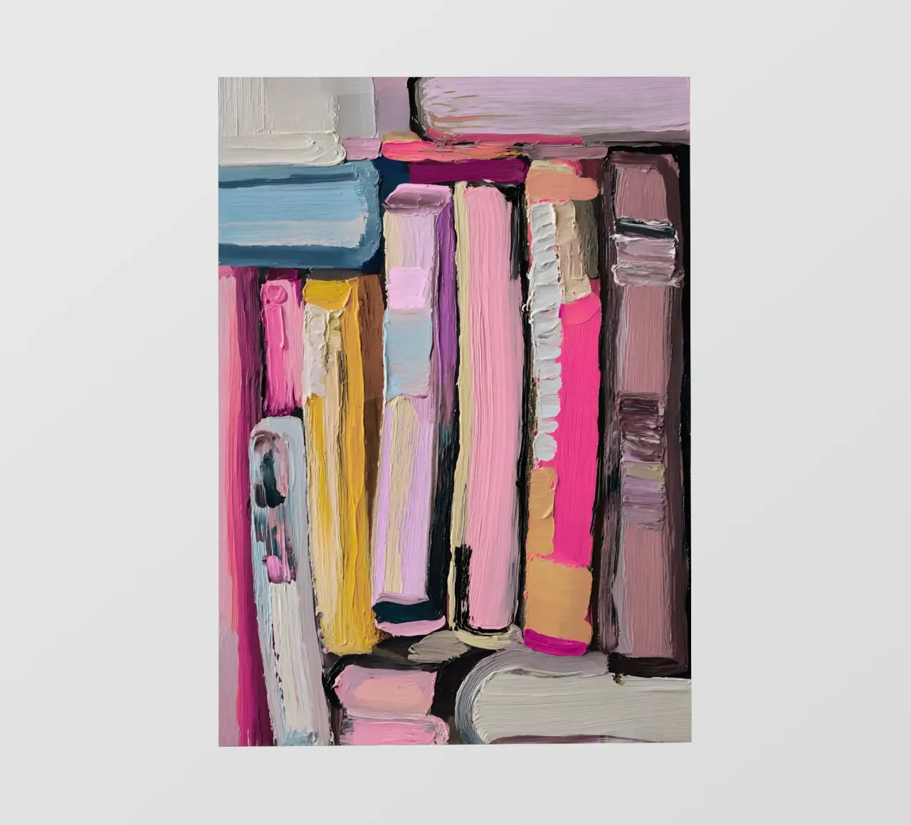 Libreria astratta rosa e gialla Impasto Art telo in pvc da vintagepod