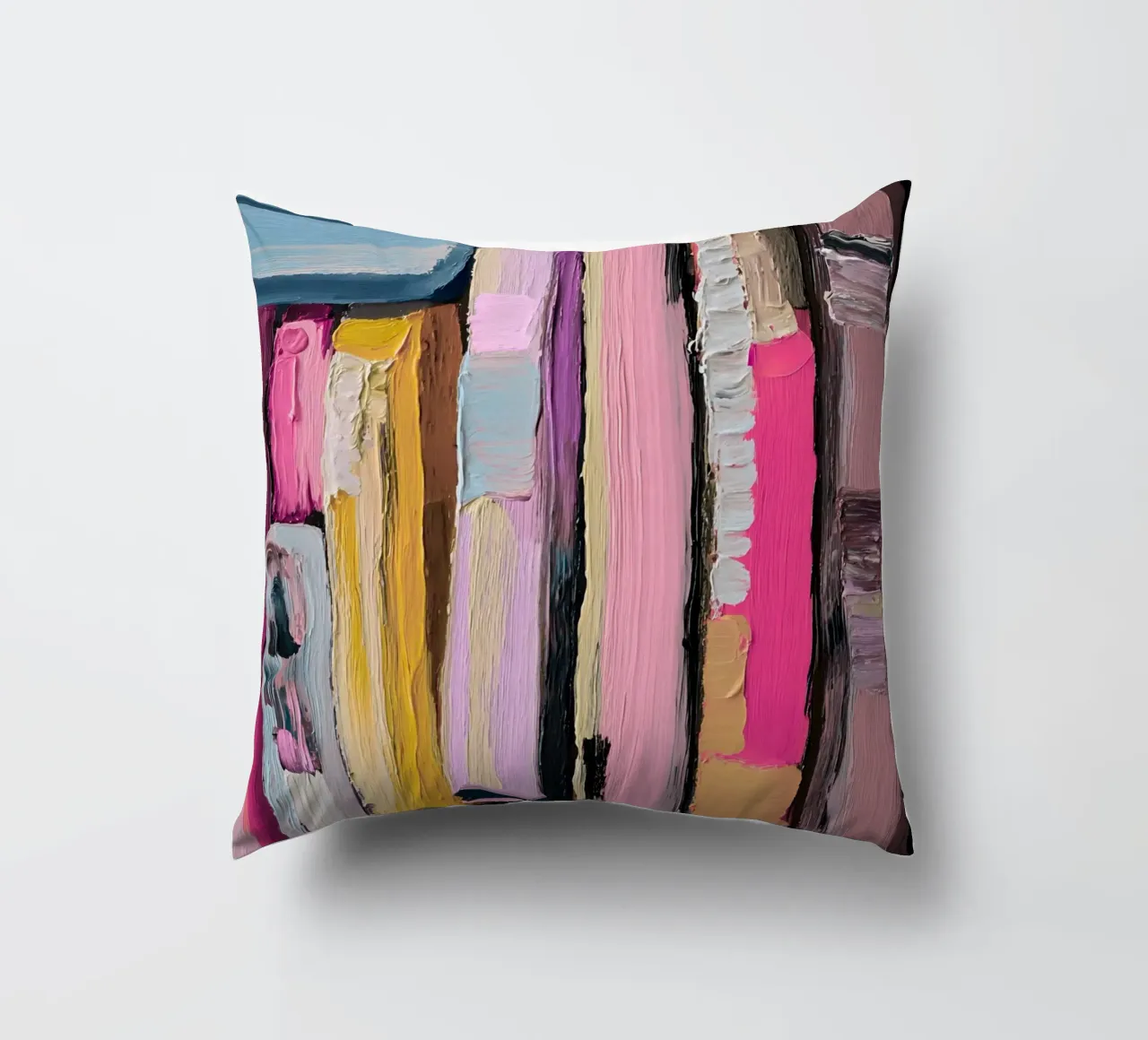 Libreria astratta rosa e gialla Impasto Art cuscino da vintagepod