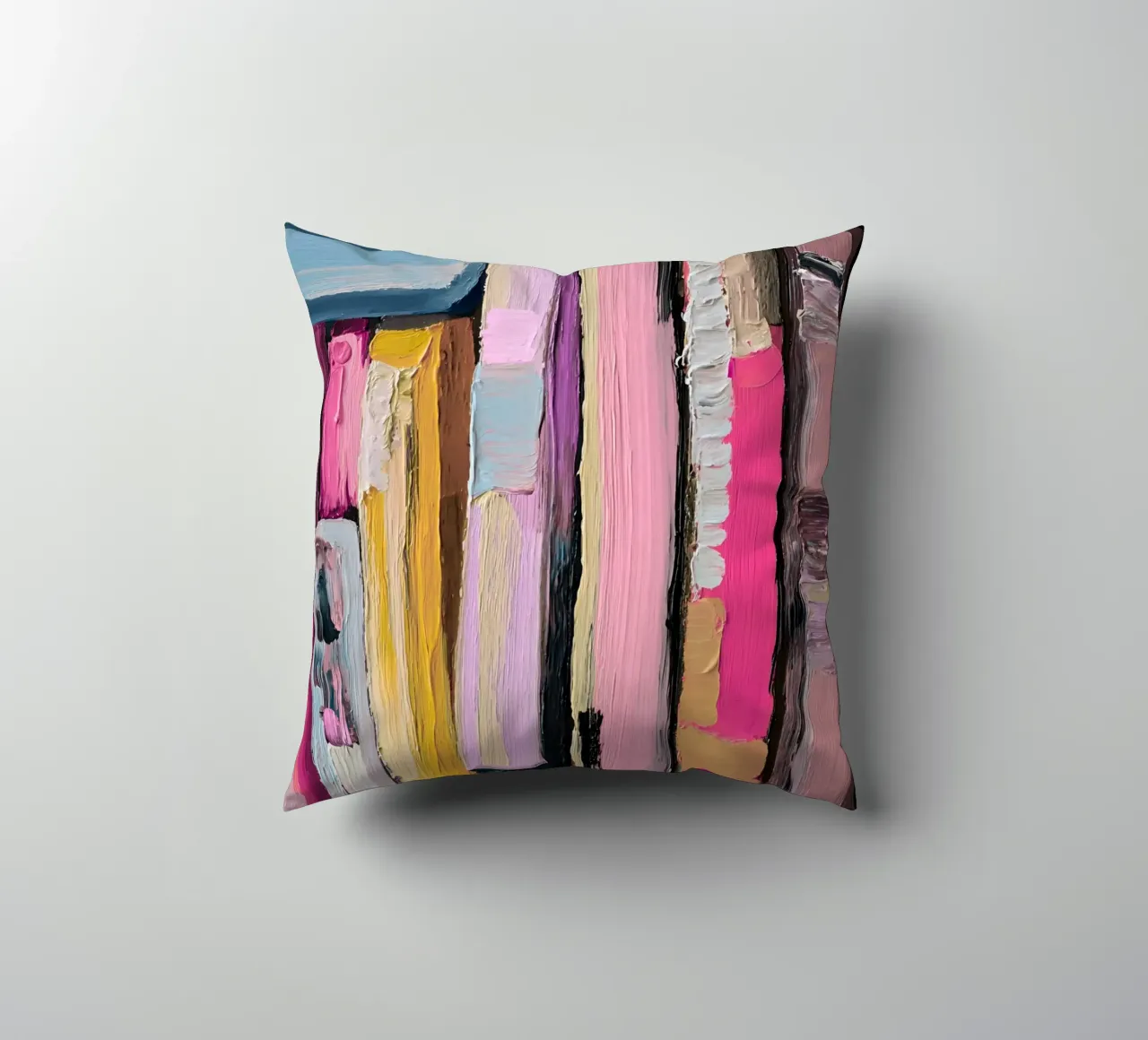 Libreria astratta rosa e gialla Impasto Art cuscino da vintagepod