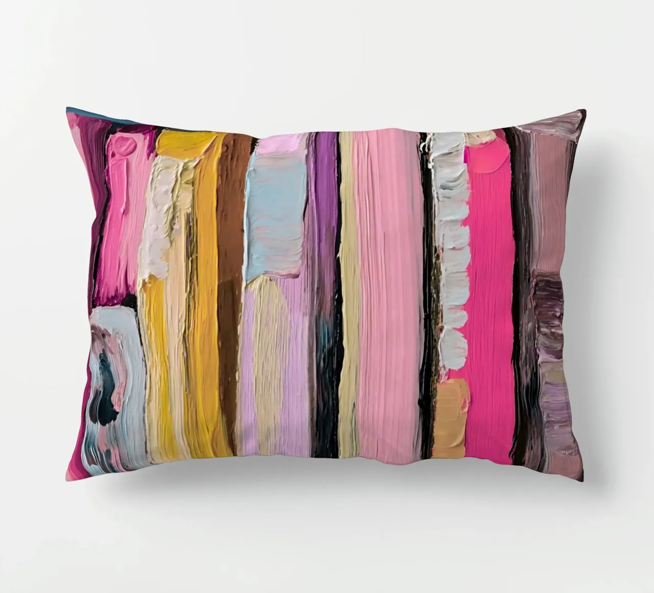 Libreria astratta rosa e gialla Impasto Art cuscino da vintagepod