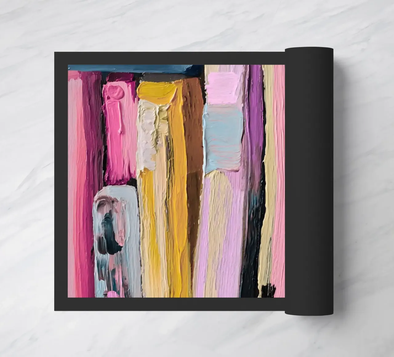 Libreria astratta rosa e gialla Impasto Art zerbino da vintagepod