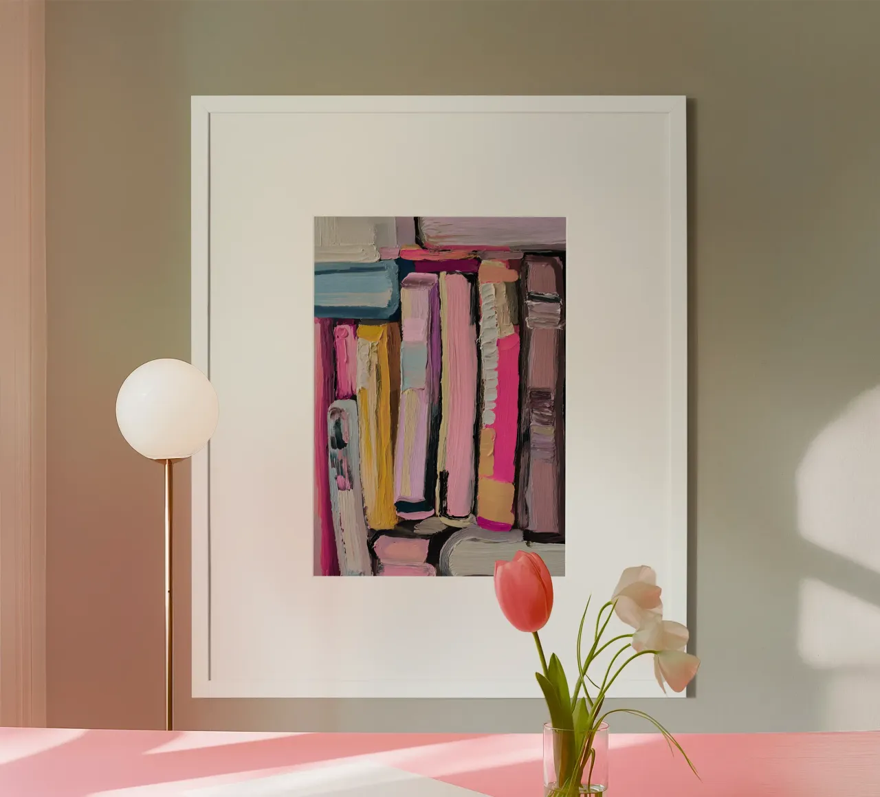 Etagère abstraite rose et jaune Art Impasto poster de vintagepod