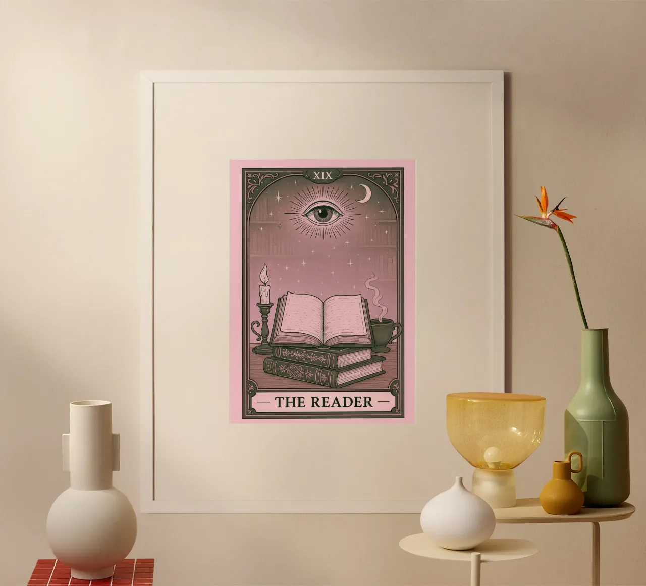 Il lettore di tarocchi Dark Academia Poster poster con telaio in alluminio da vintagepod