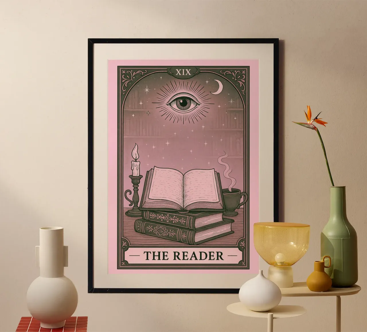 Il lettore di tarocchi Dark Academia Poster poster con telaio in alluminio da vintagepod
