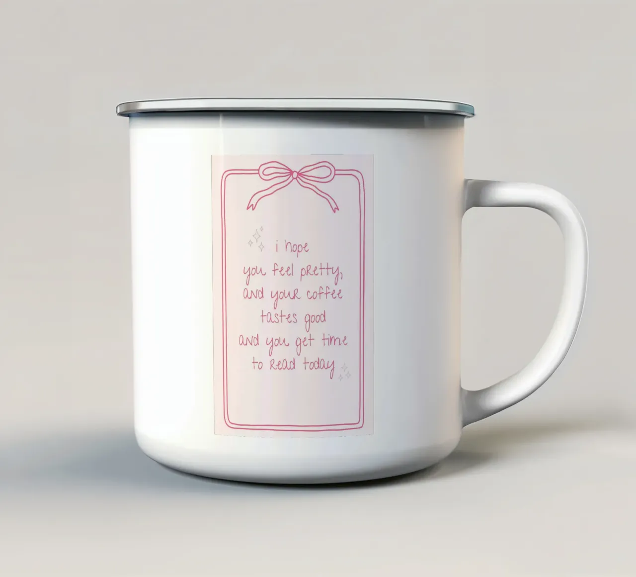 Spero che oggi vi sentiate belli e leggeri tazza in smalto da vintagepod