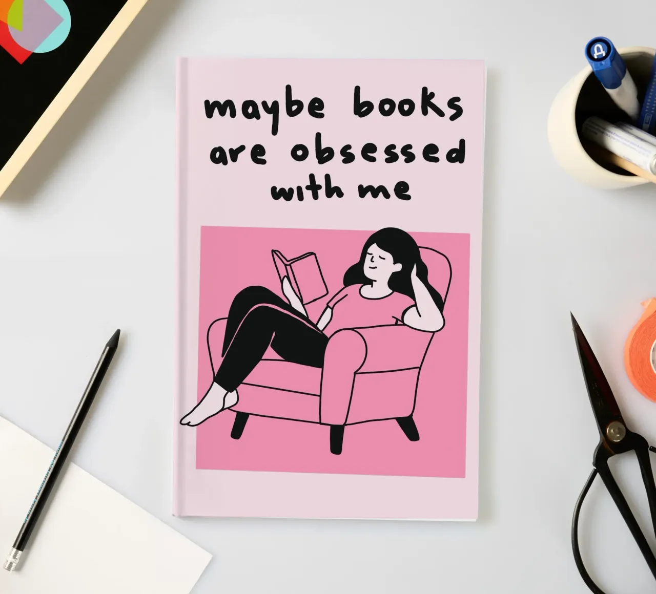 Maybe Books Are Obsessed With Me Print notebook by vintagepod