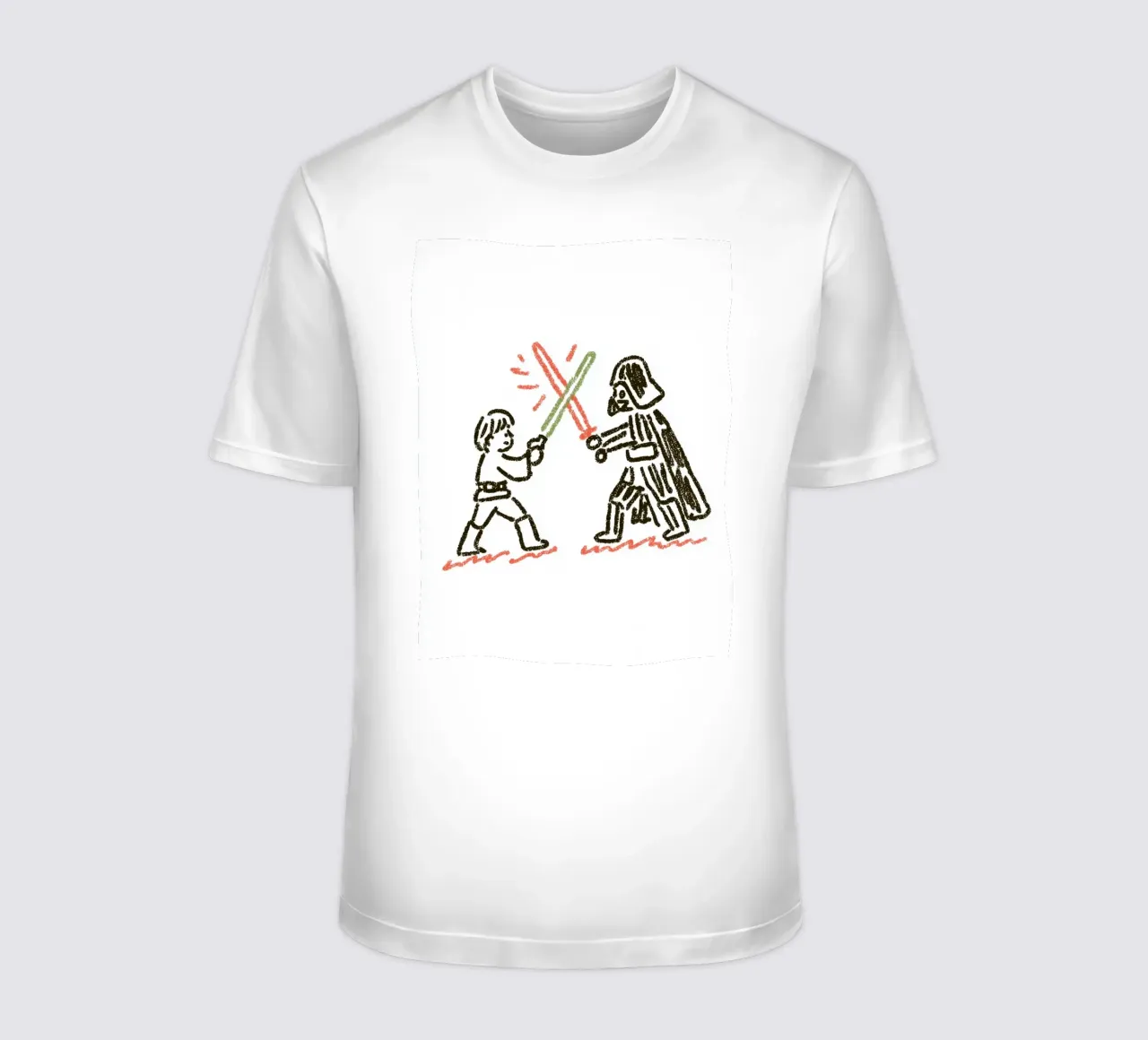 Star Wars inspired Art: Luke Skywalker vs. Darth Vader Duel t-shirt by Kaji